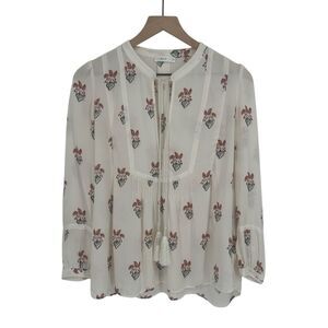 ALC Hari Blouse Top Womens 6  Floral Print 100% Silk Work Career